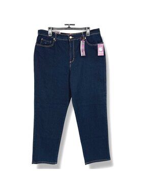 Gloria Vanderbilt Amanda Jean Taper Fit Classic Rise Dark Wash Size 18 Short NWT
